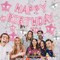 Pink Happy Birthday Balloon Banner – 16” Letter Balloons with 12 Star Foil Balloons, Birthday Party Backdrop Decorations for Women, Men, Boys & Girls (Pink)